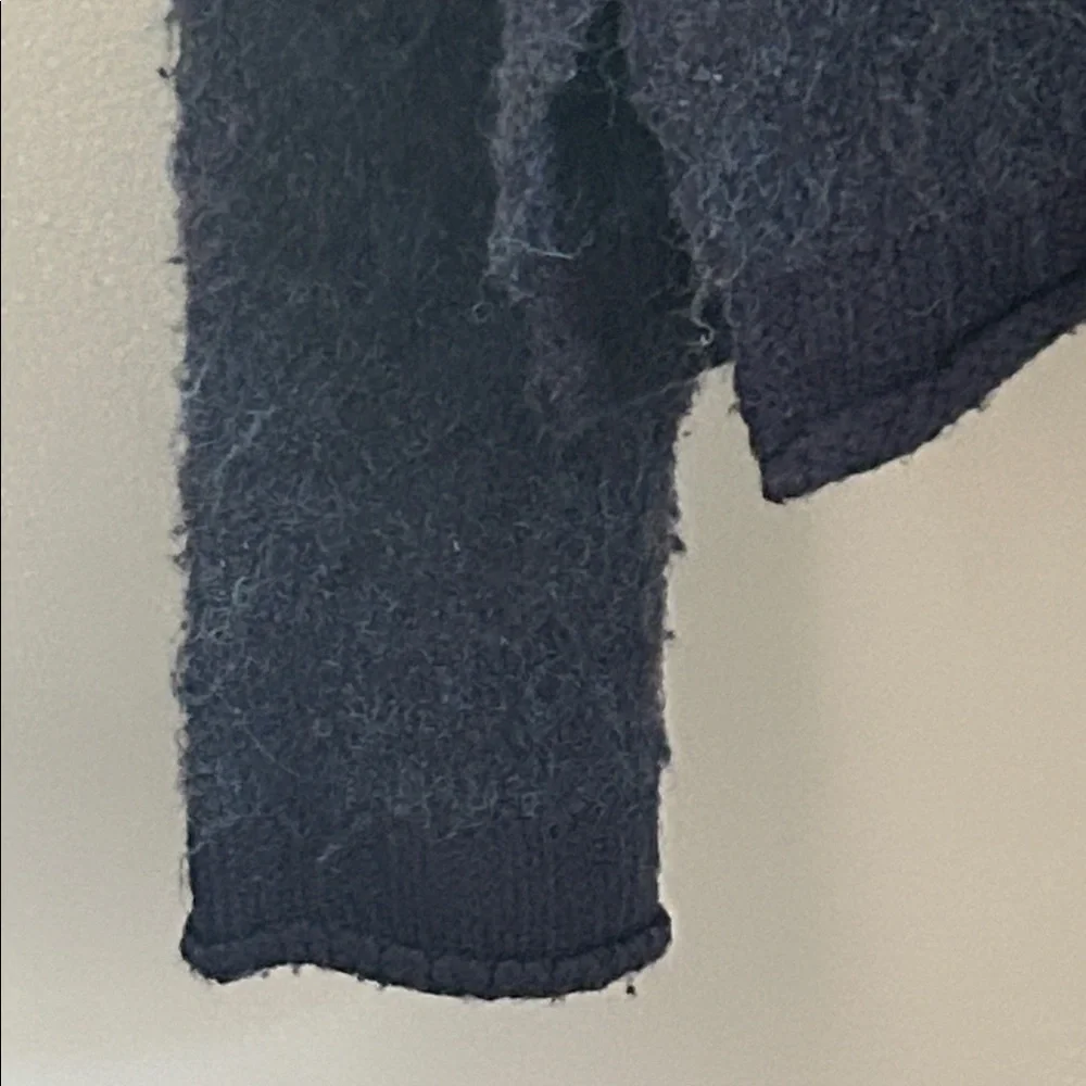 a.n.a. Women's Cozy Fuzzy Blue Wool Blend Split Rolled Hem Sweater - Picture 9 of 10